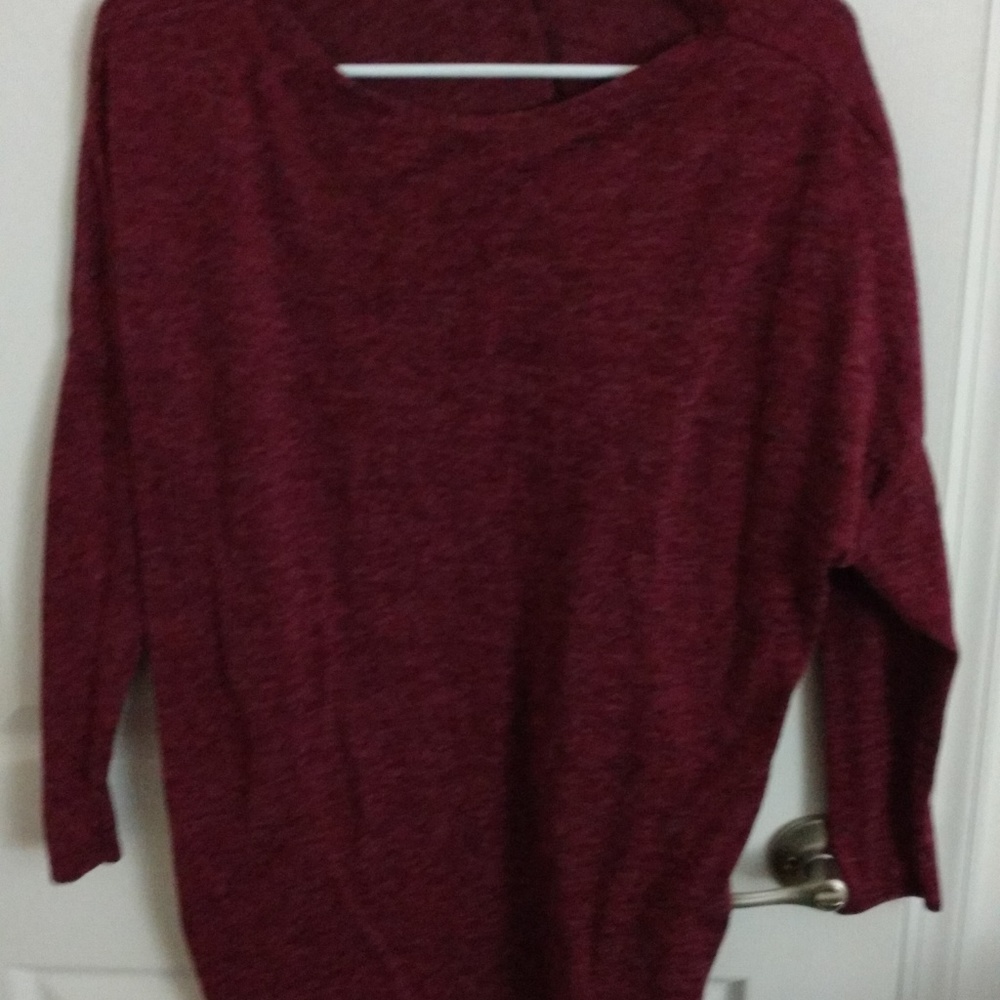 Burgundy tunic sweater.